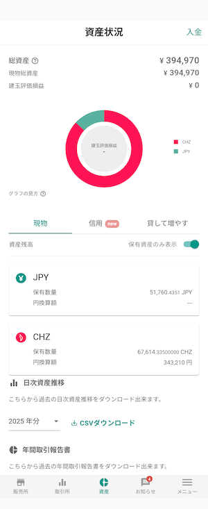 仮想通貨　チリーズ(CHZ)購入