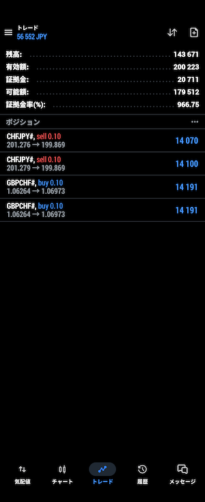 XM Trading ポンド円、ポンドフラン決済